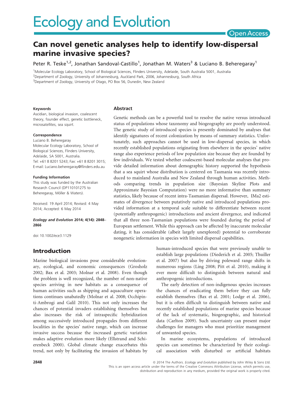 Can Novel Genetic Analyses Help to Identify Lowdispersal Marine