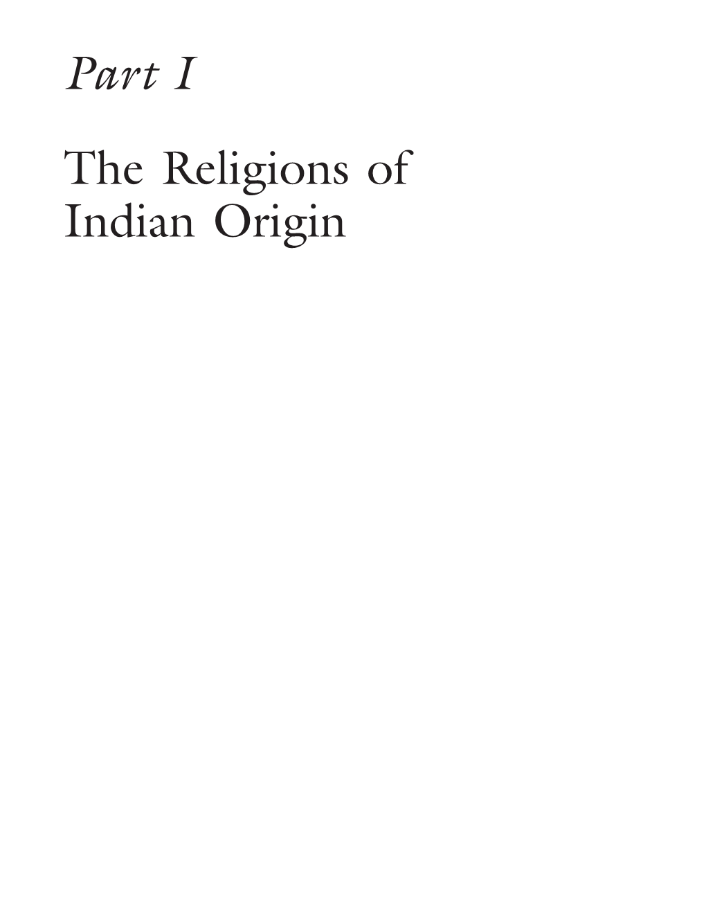 Part I the Religions of Indian Origin