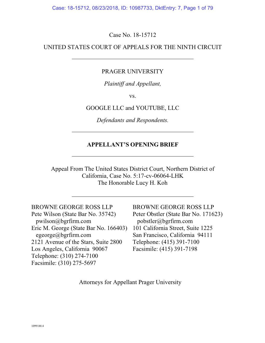 Case No. 18-15712 UNITED STATES COURT of APPEALS for THE
