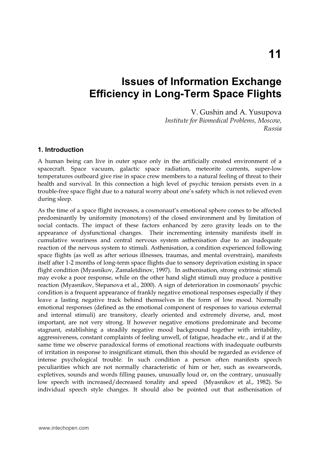 Issues of Information Exchange Efficiency in Long-Term Space Flights