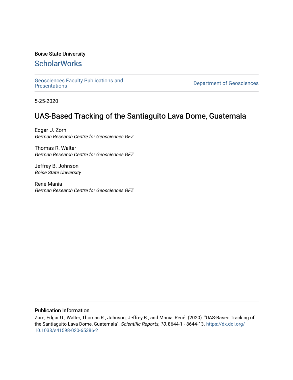 UAS-Based Tracking of the Santiaguito Lava Dome, Guatemala