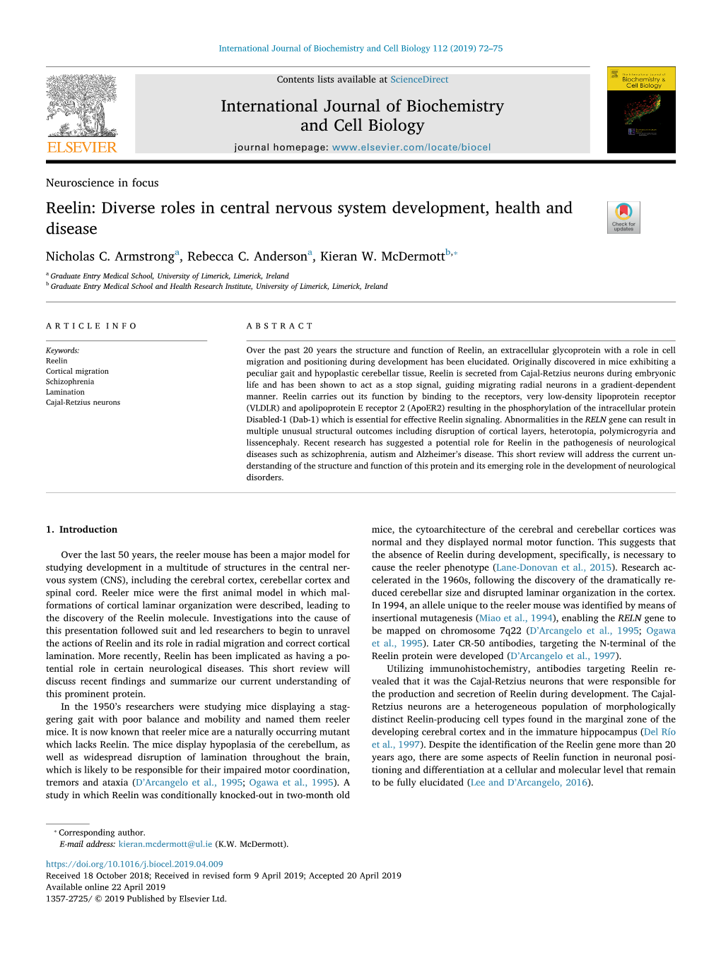 Reelin Diverse Roles in Central Nervous System Development