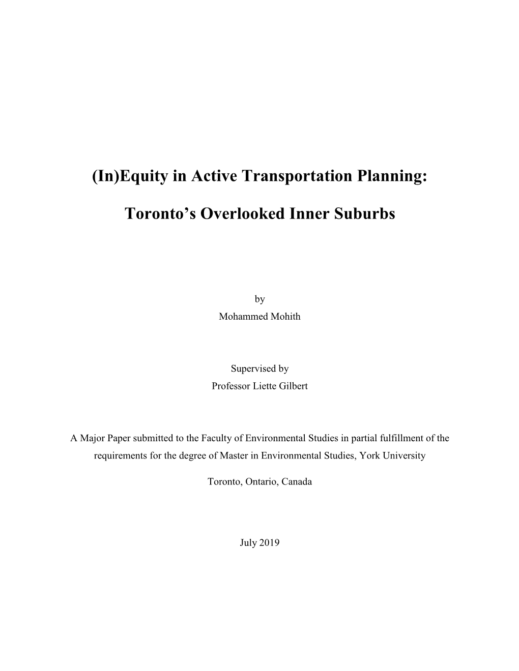 (In)Equity in Active Transportation Planning