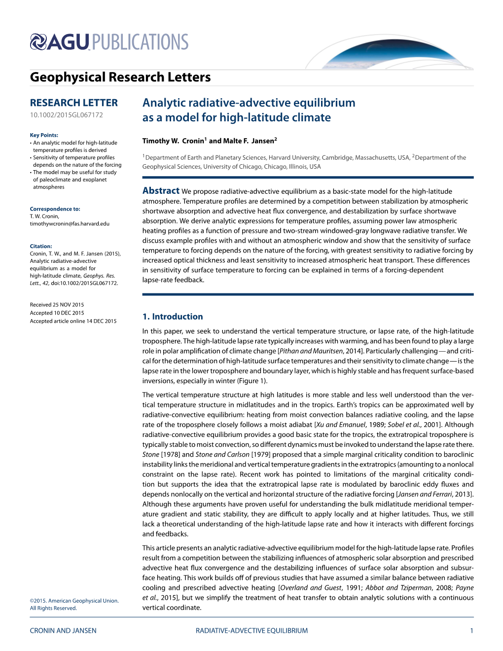 Analytic Radiative-Advective Equilibrium As a Model for High