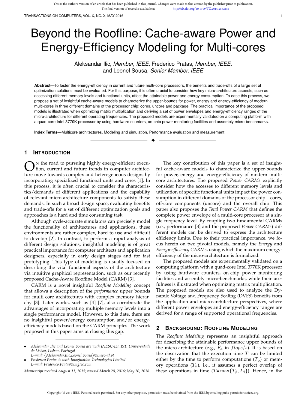 Beyond the Roofline: Cache-Aware Power and Energy-Efficiency
