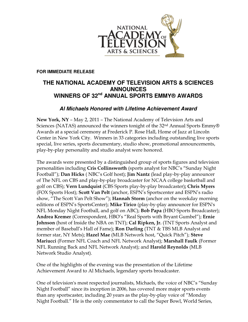 The National Academy of Television Arts & Sciences