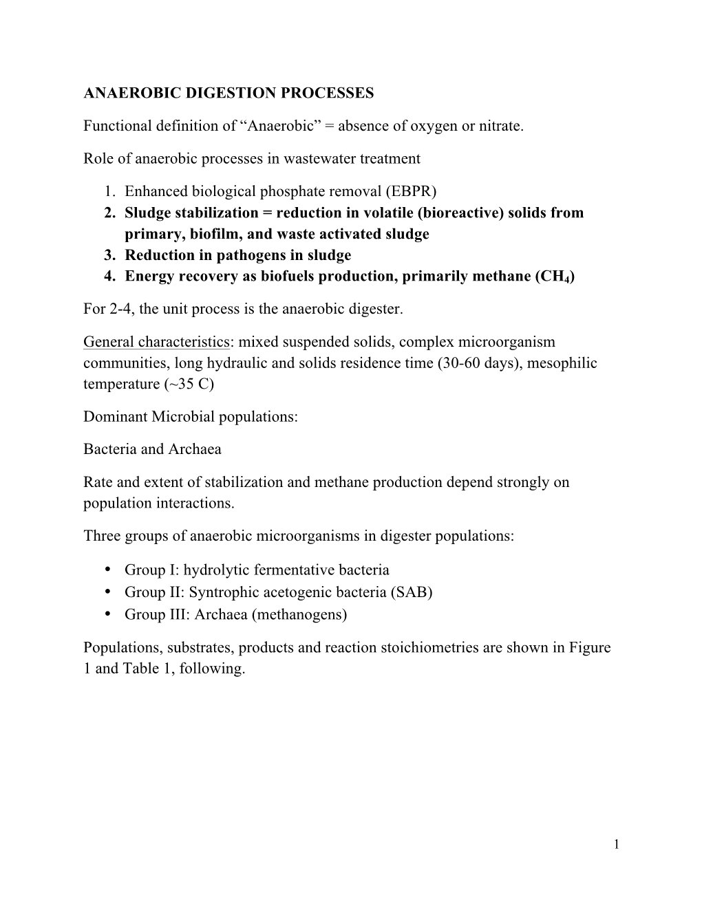 ANAEROBIC DIGESTION PROCESSES Functional Definition Of