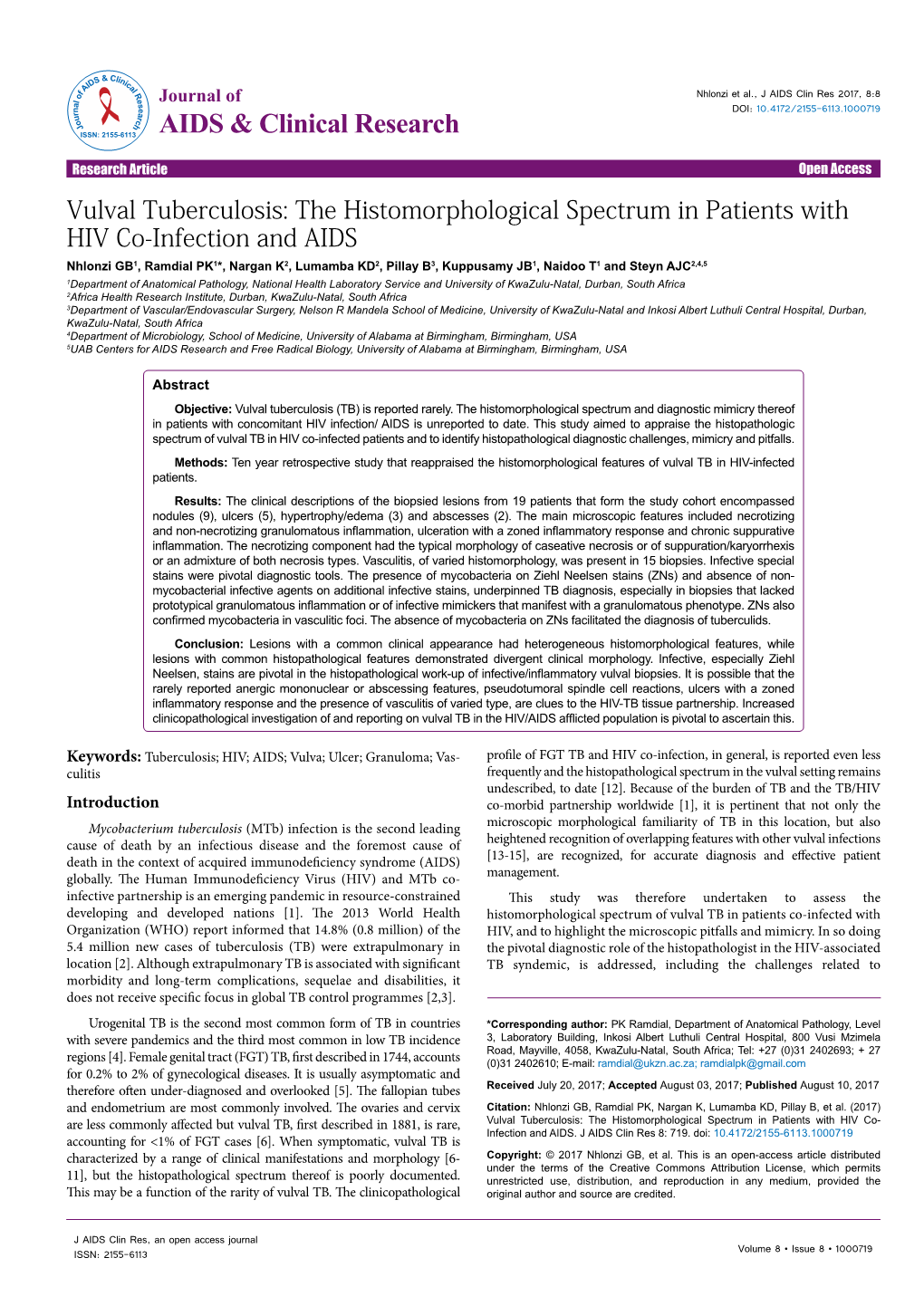 Vulval Tuberculosis: the Histomorphological Spectrum In