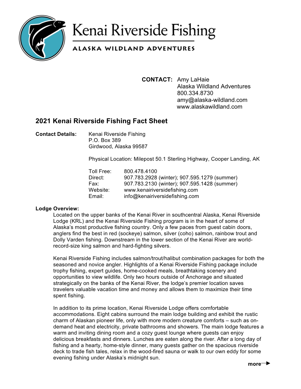 2021 Kenai Riverside Fishing Fact Sheet