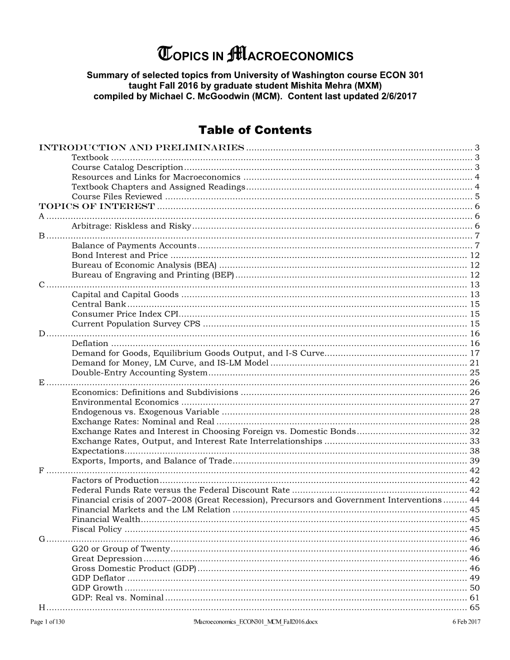 Topics in Macroeconomics