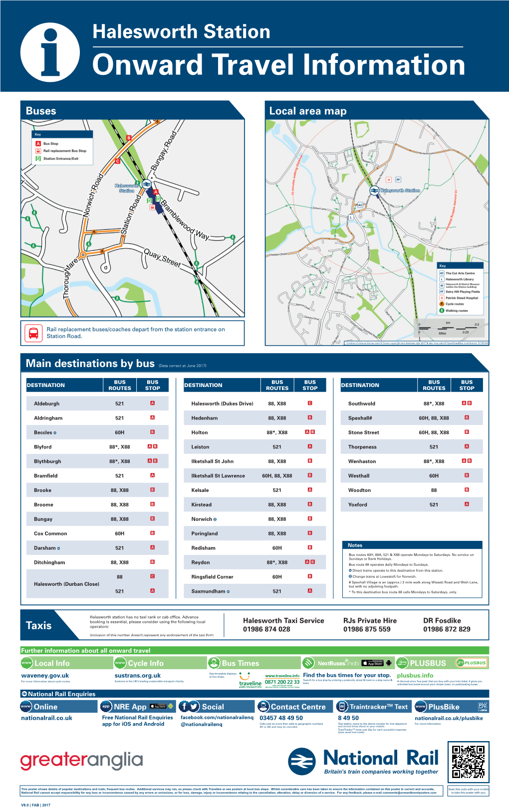 Local Area Map Buses Taxis Main Destinations By