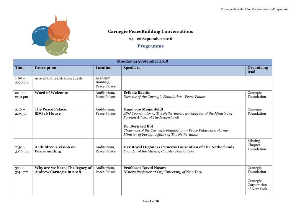 Carnegie Peacebuilding Conversations Programme