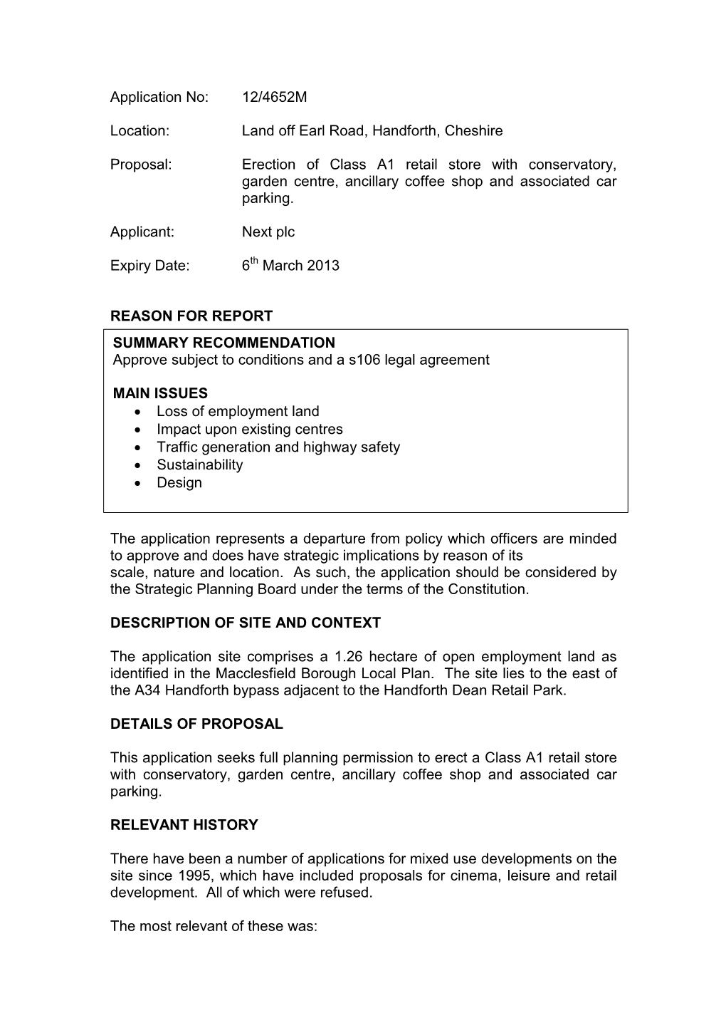 Land Off Earl Road, Handforth, Cheshire Proposal