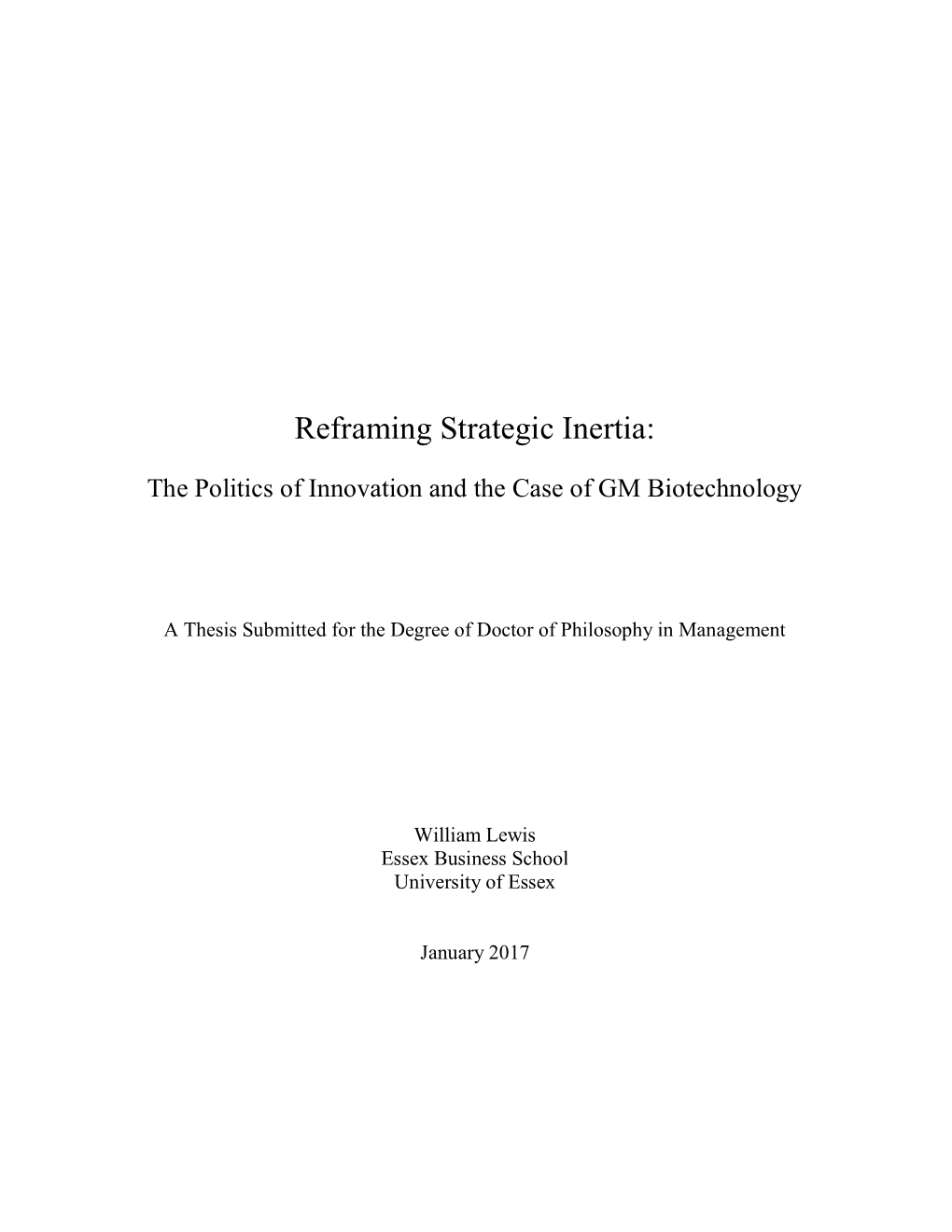 Reframing Strategic Inertia