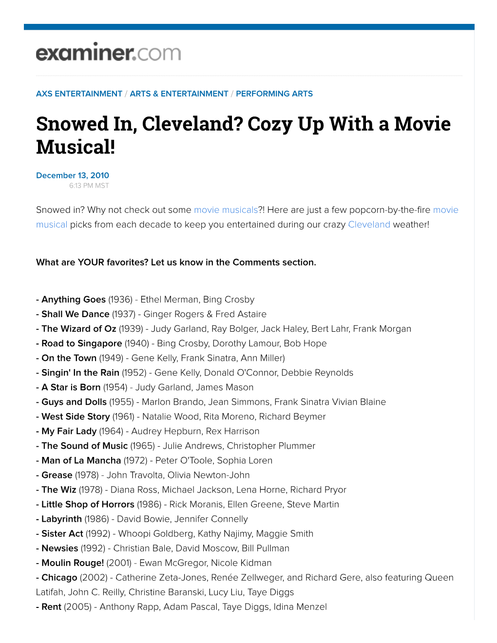 Cozy up with a Movie Musical!