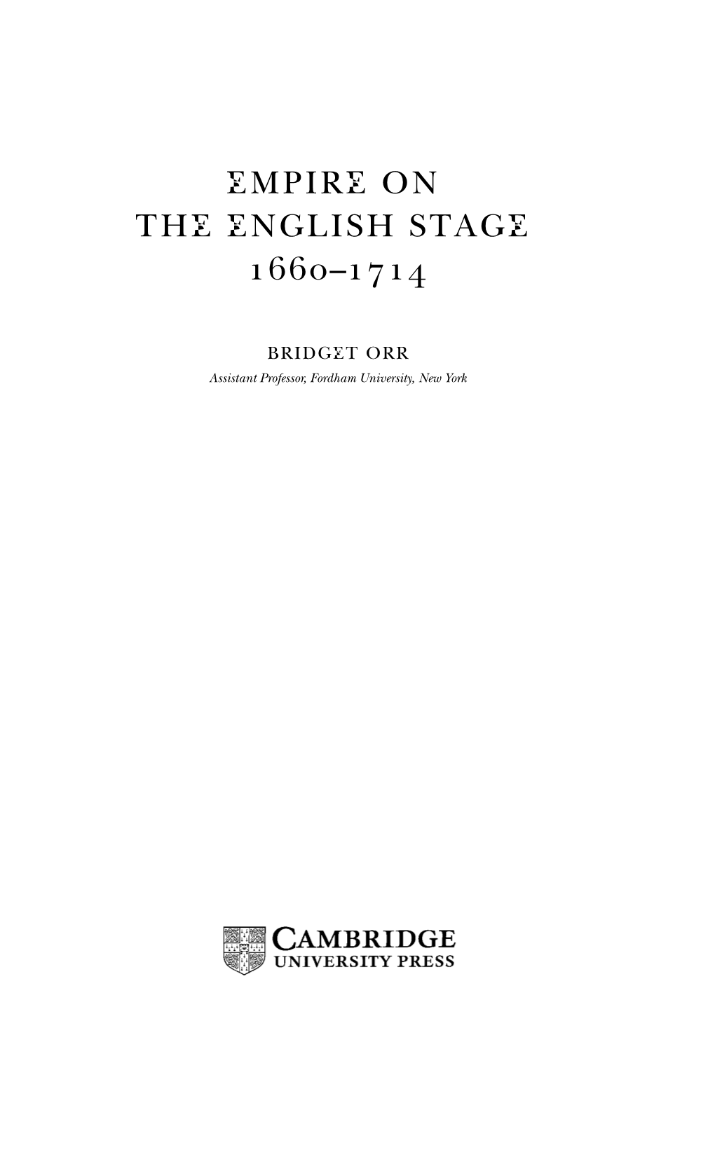 Empire on the English Stage 1660–1714