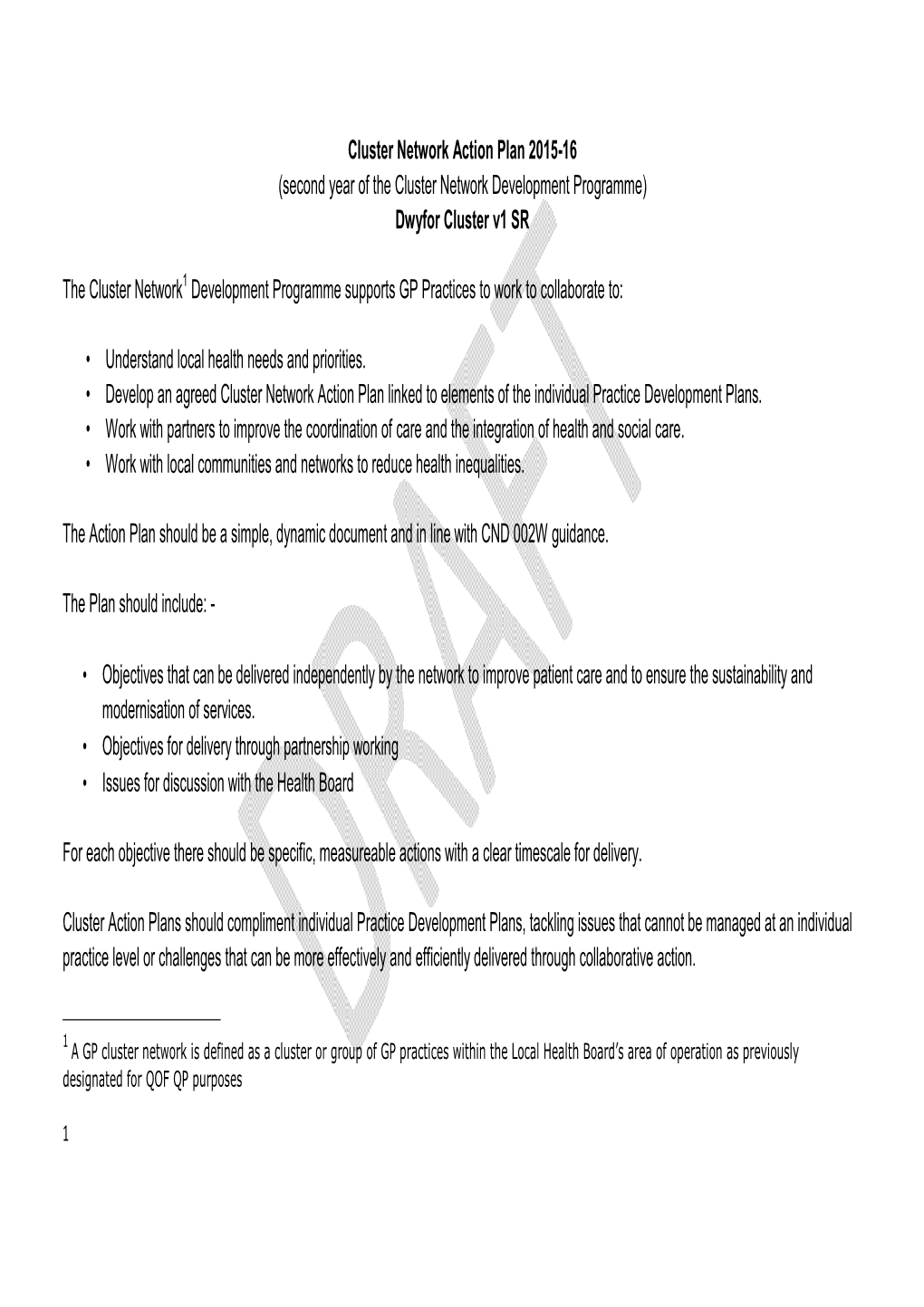 Dwyfor Cluster Network Action Plan V2 Redacted Version