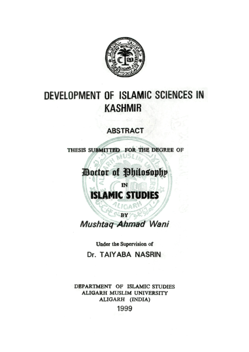 Development of Islamic Sciences in Kashmir