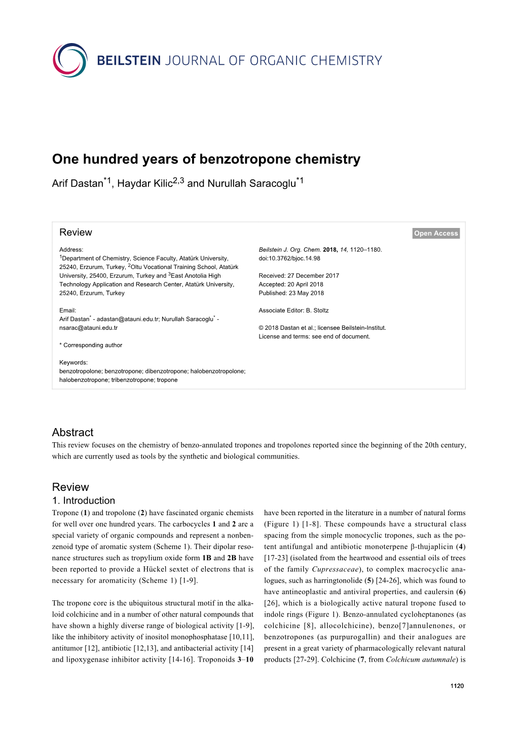 One Hundred Years of Benzotropone Chemistry