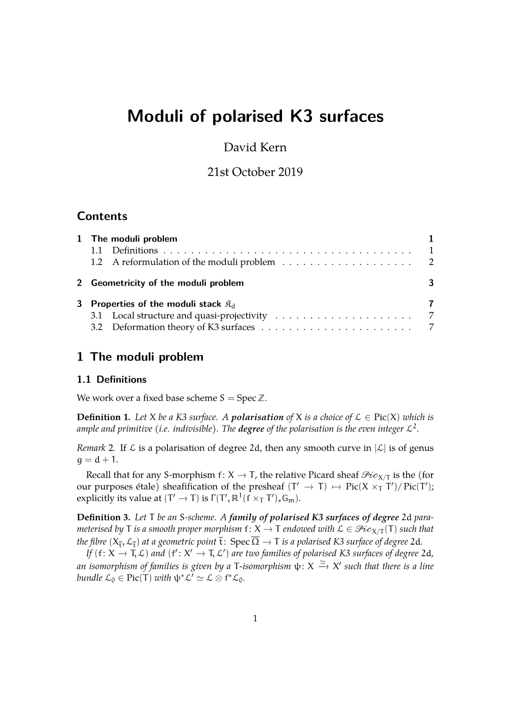 Moduli of Polarised K3 Surfaces