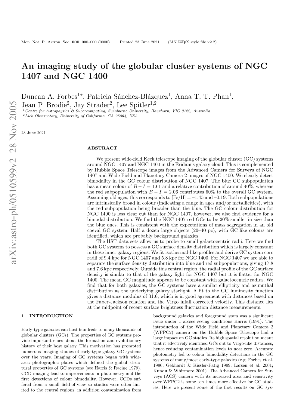 An Imaging Study of the Globular Cluster Systems of NGC 1407 and NGC 1400