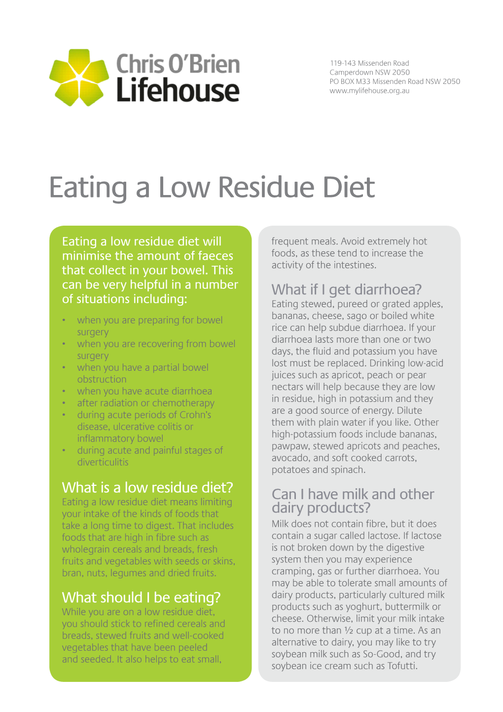 Eating a Low Residue Diet