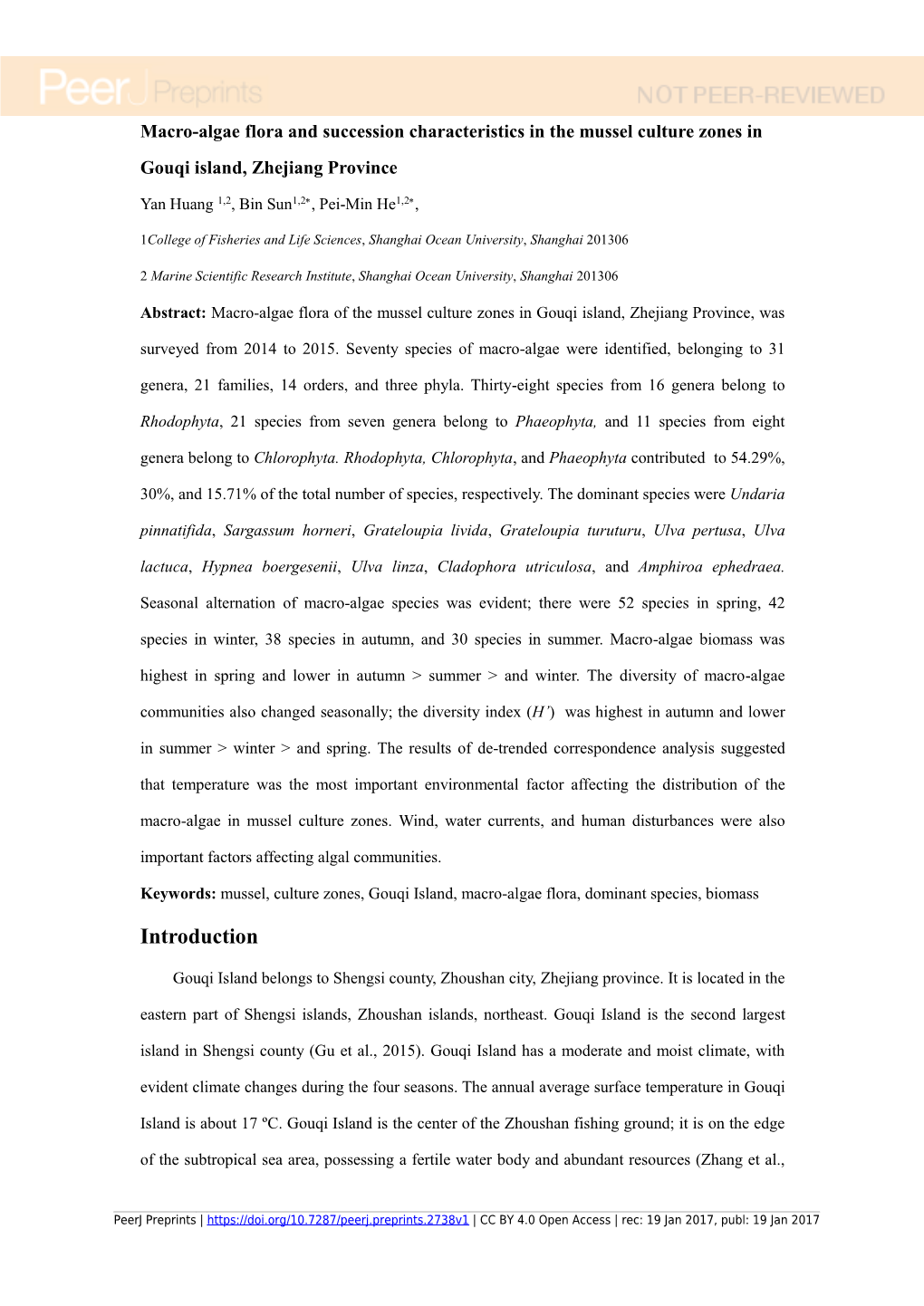 Macro-Algae Flora and Succession Characteristics in the Mussel Culture Zones in Gouqi Island, Zhejiang Province