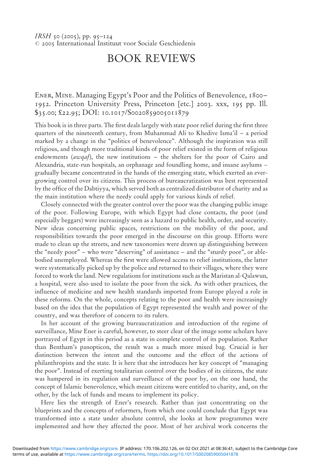 ENER, MINE. Managing Egypt's Poor and the Politics Of