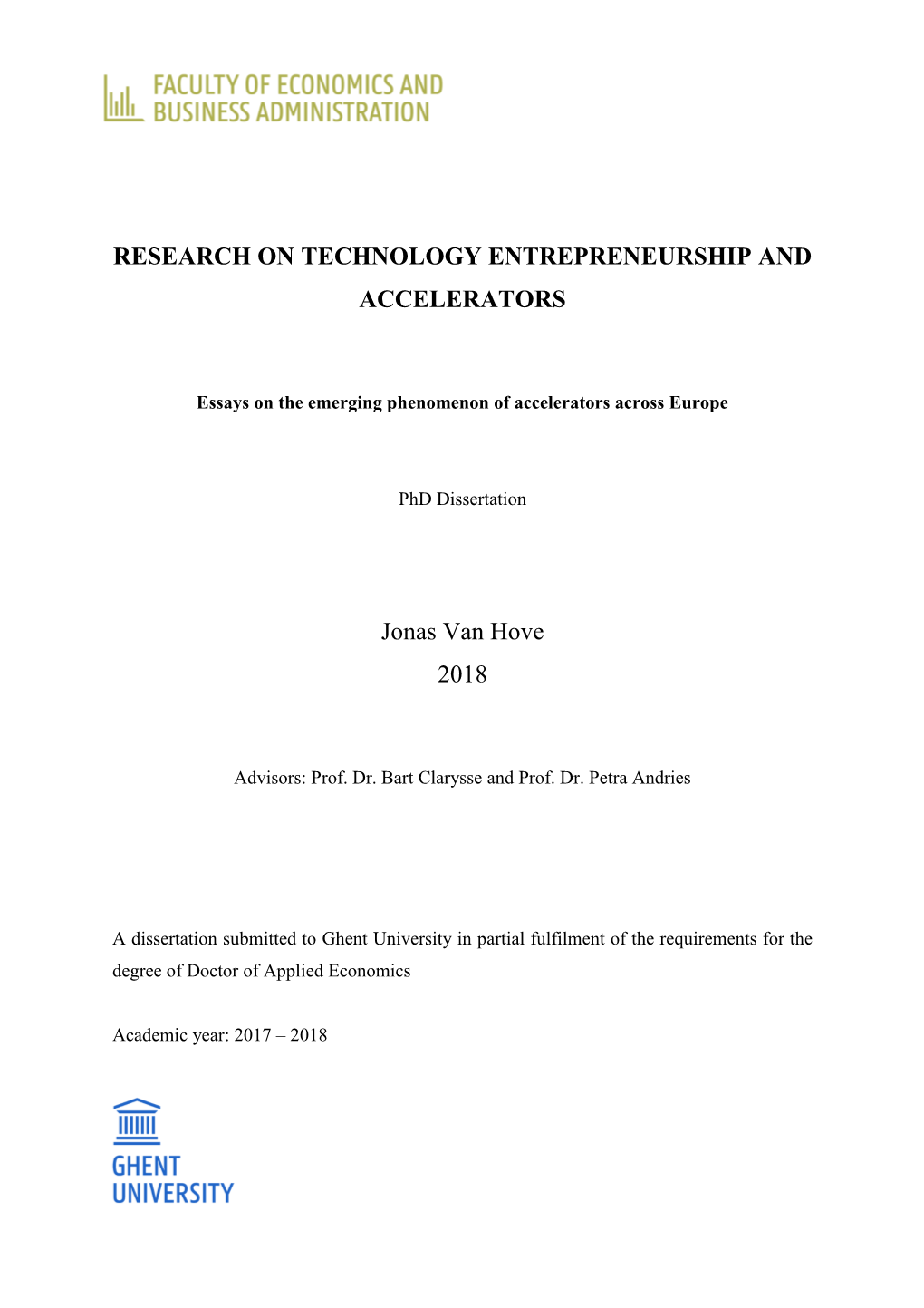 Research on Technology Entrepreneurship and Accelerators