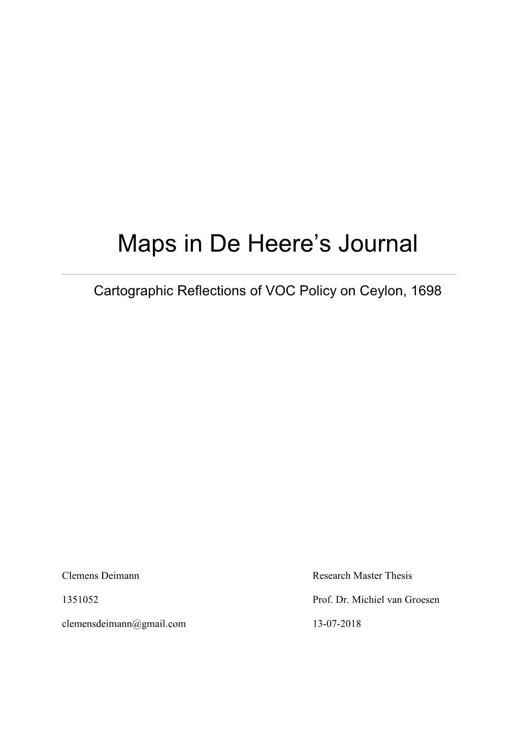 Maps in De Heere's Journal