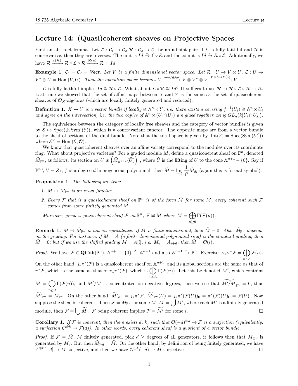 (Quasi)Coherent Sheaves on Projective Spaces