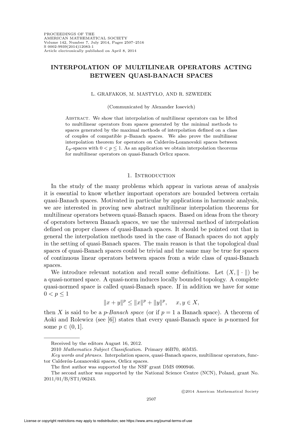 Interpolation of Multilinear Operators Acting Between Quasi-Banach Spaces