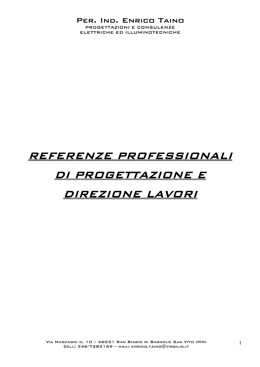 Referenze Professionali Di Progettazione E Direzione Lavori