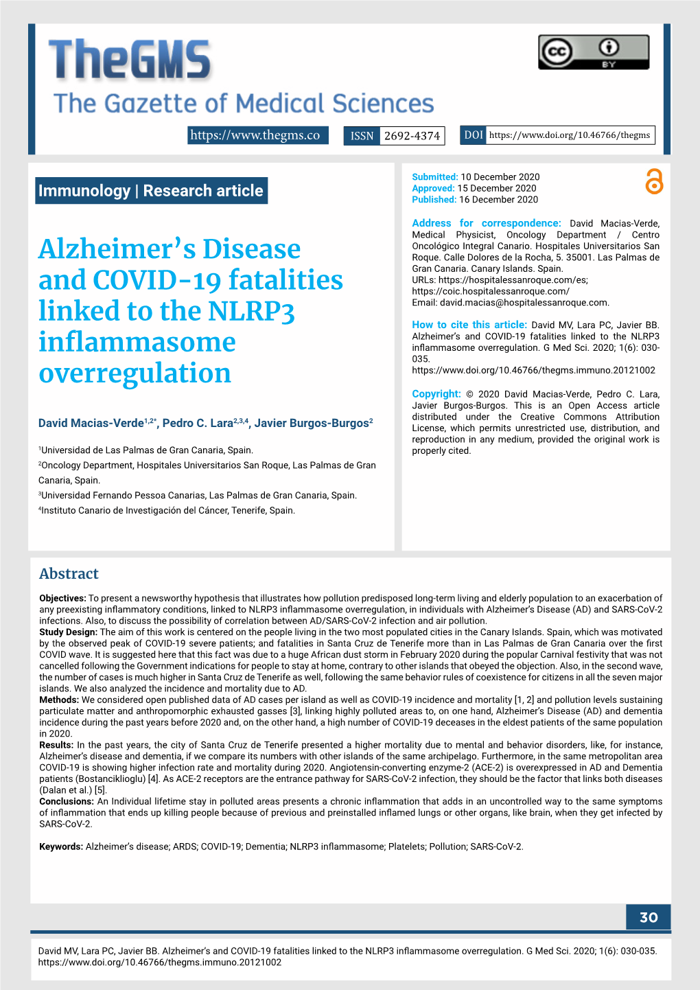 Alzheimer's Disease and COVID-19 Fatalities Linked to the NLRP3