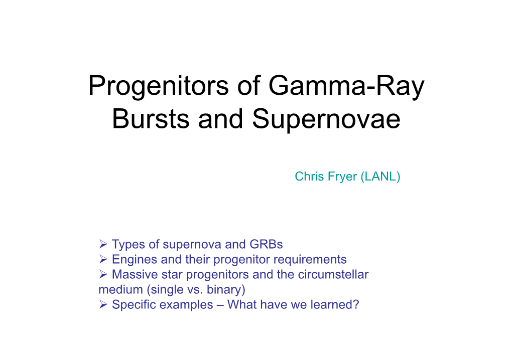 Progenitors of Gamma-Ray Bursts and Supernovae