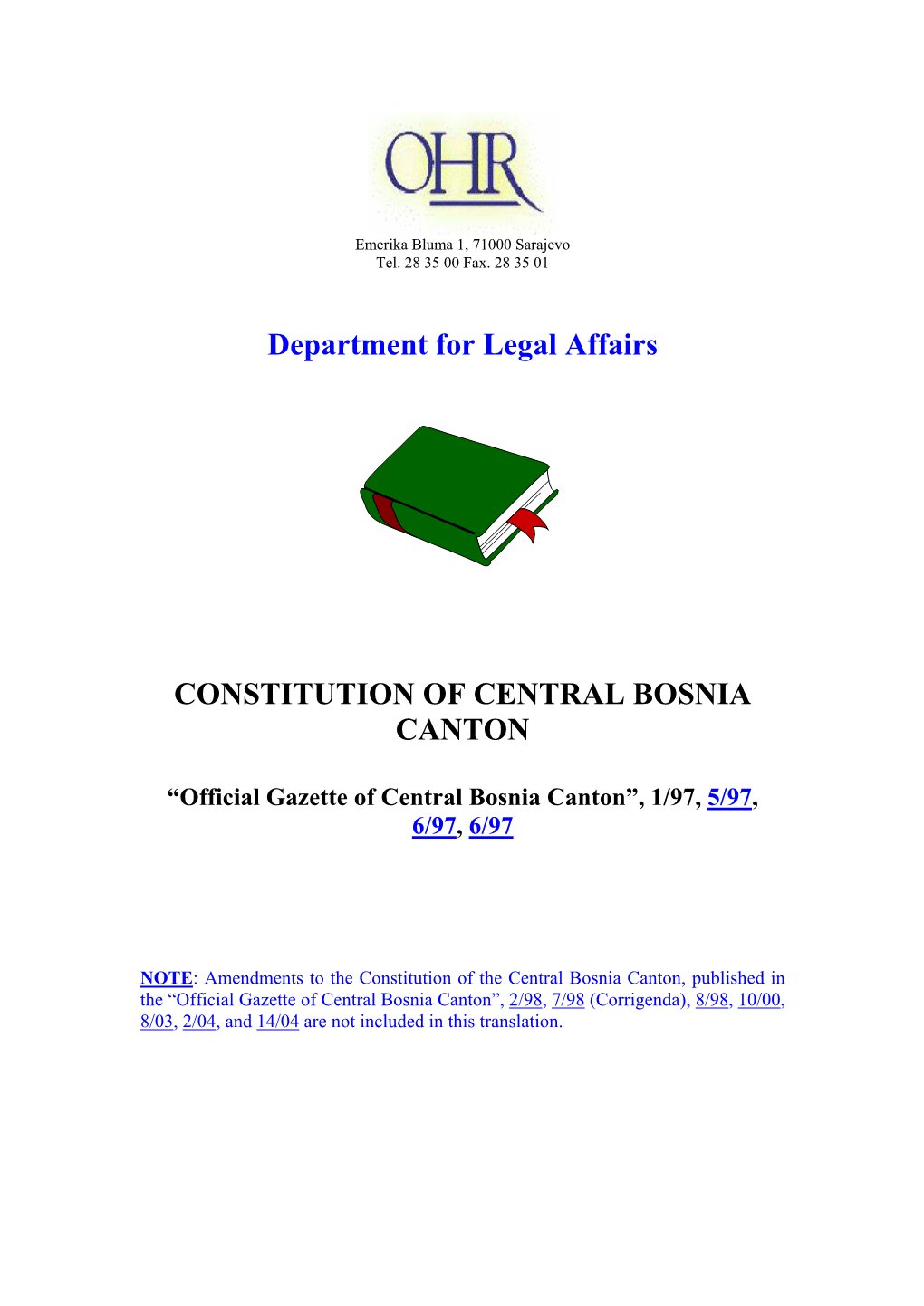 Constitution of Central Bosnia Canton