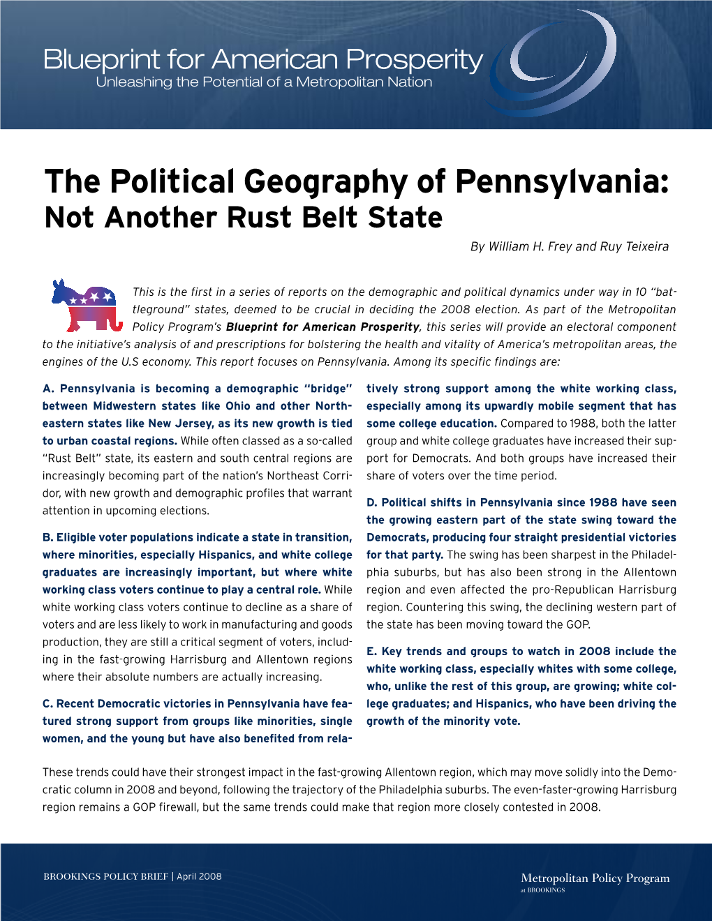 The Political Geography of Pennsylvania: Not Another Rust Belt State by William H