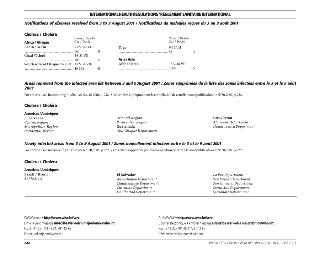 International Health Regulations / Règlement