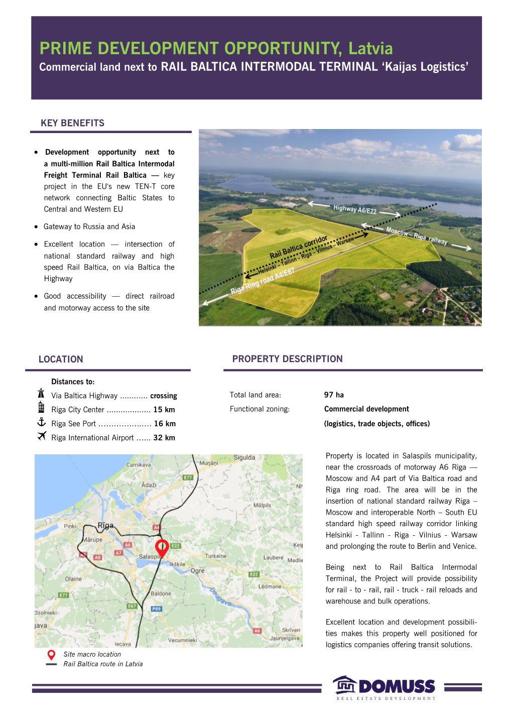 PRIME DEVELOPMENT OPPORTUNITY, Latvia Commercial Land Next to RAIL BALTICA INTERMODAL TERMINAL ‘Kaijas Logistics’