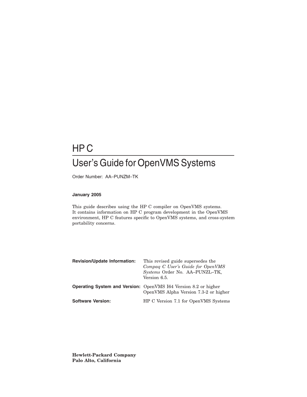 HP C User's Guide for Openvms Systems