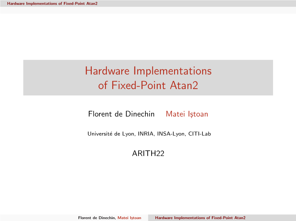 Hardware Implementations of Fixed-Point Atan2