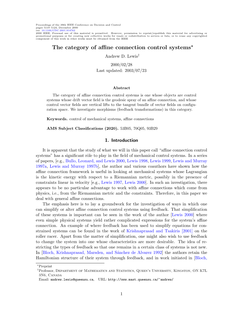 The Category of Affine Connection Control Systems 3