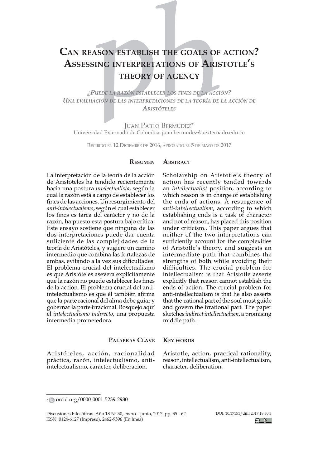 Can Reason Establish the Goals of Action? Assessing Interpretations of Aristotle’S Theory of Agency