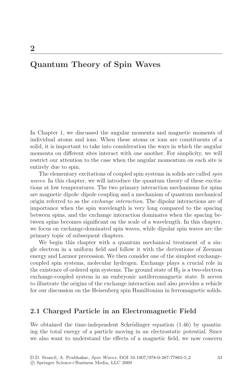 2 Quantum Theory of Spin Waves