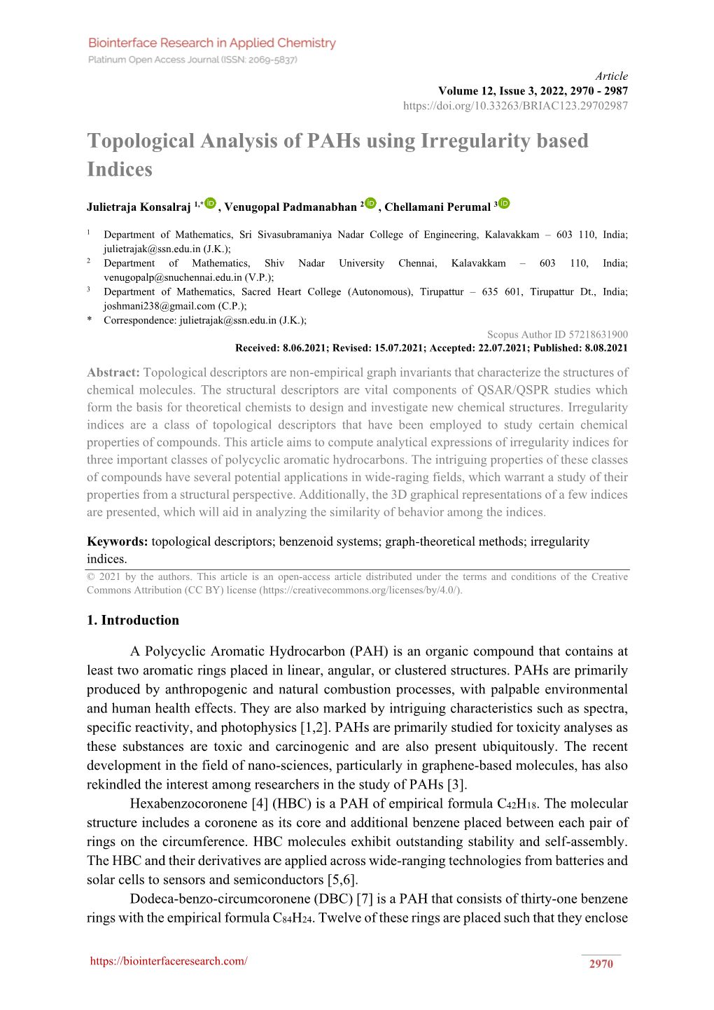 Topological Analysis of Pahs Using Irregularity Based Indices