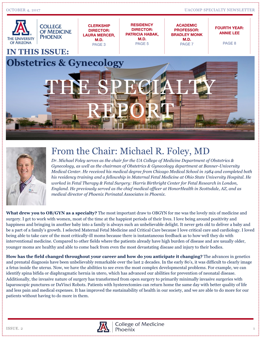 To Read the Ob/Gyn Specialty Newsletter