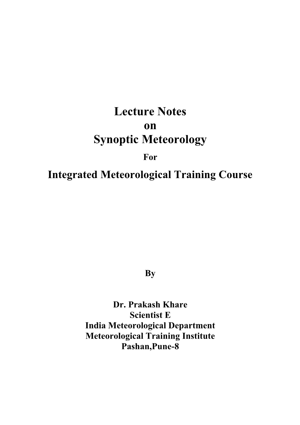 Synoptic Meteorology