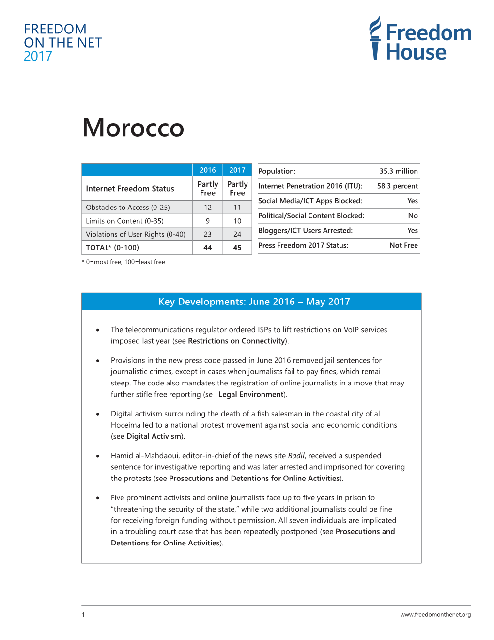 Morocco: Freedom on the Net 2017