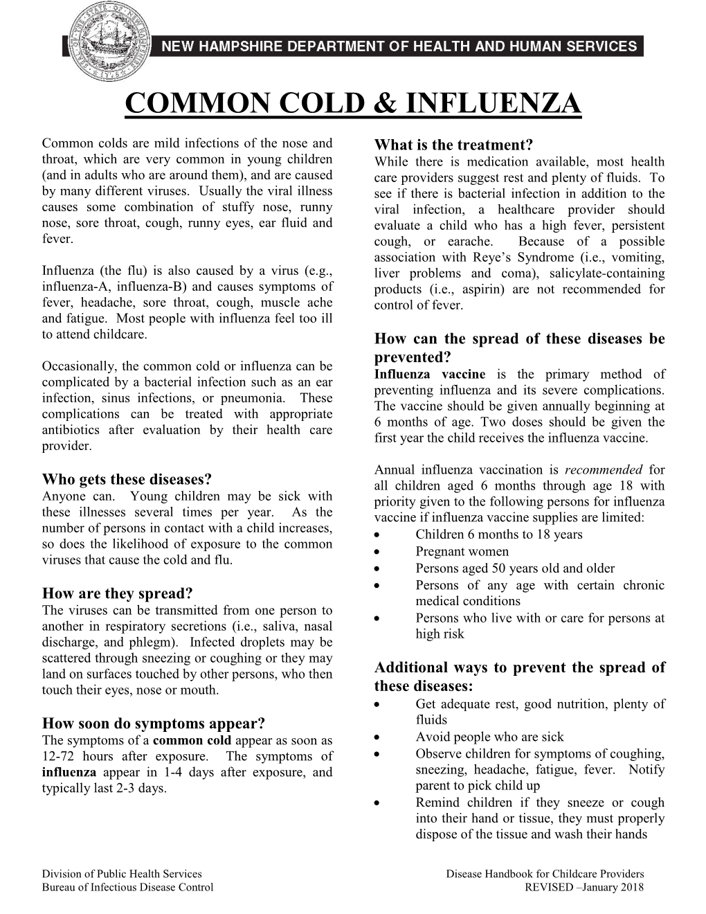 COMMON COLD & INFLUENZA (Cont.)