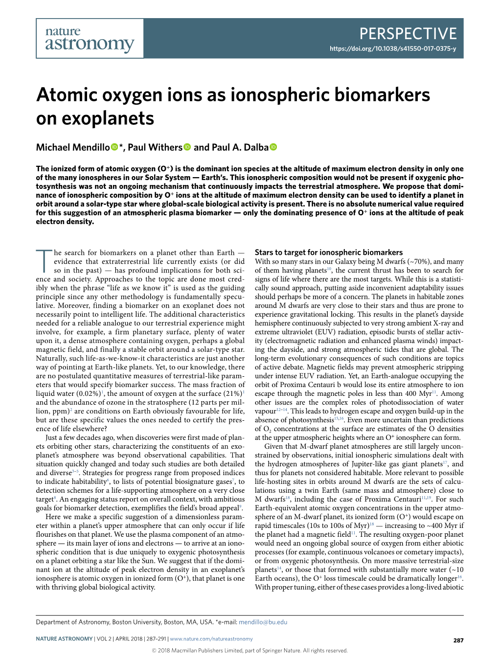 Atomic Oxygen Ions As Ionospheric Biomarkers on Exoplanets